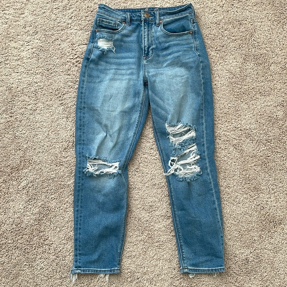 High rise Distressed mom jeans
